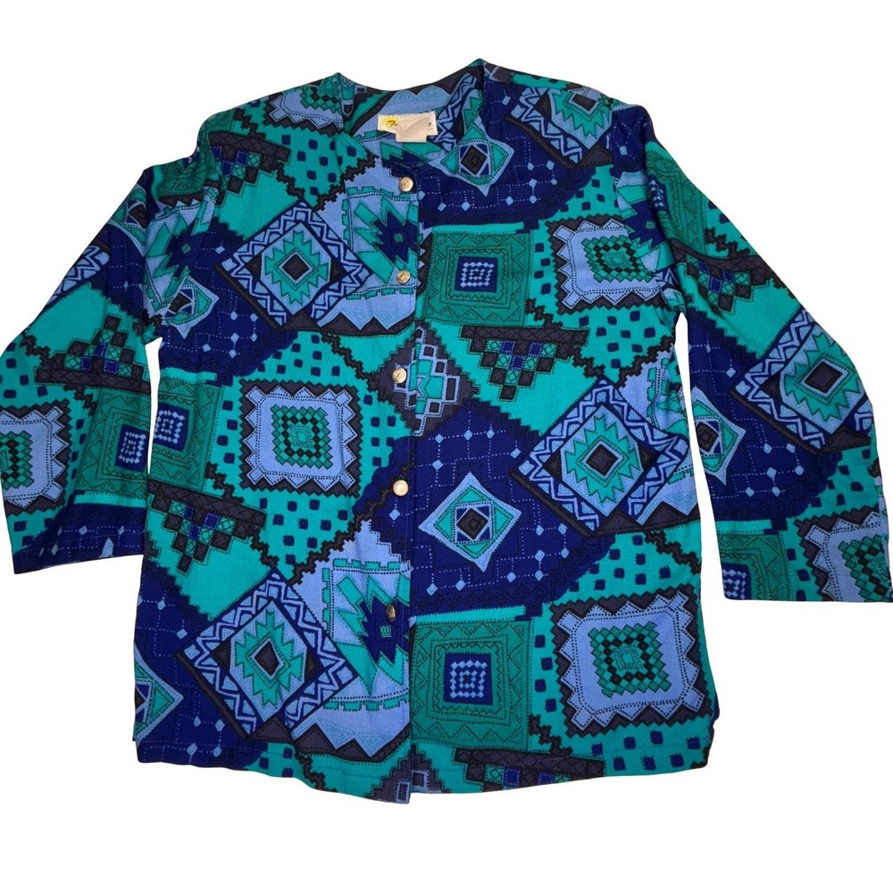 Vintage 90s Two Potato Laguna Beach Ca‎ Southwestern Rayon Top Boho USA Made M